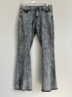 Red Bottoms  Black and Gray Acid-Wash Jeans